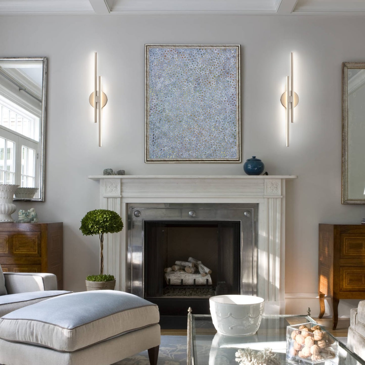 Applique murale minimaliste en métal linéaire à LED dimmable à 2 lumières