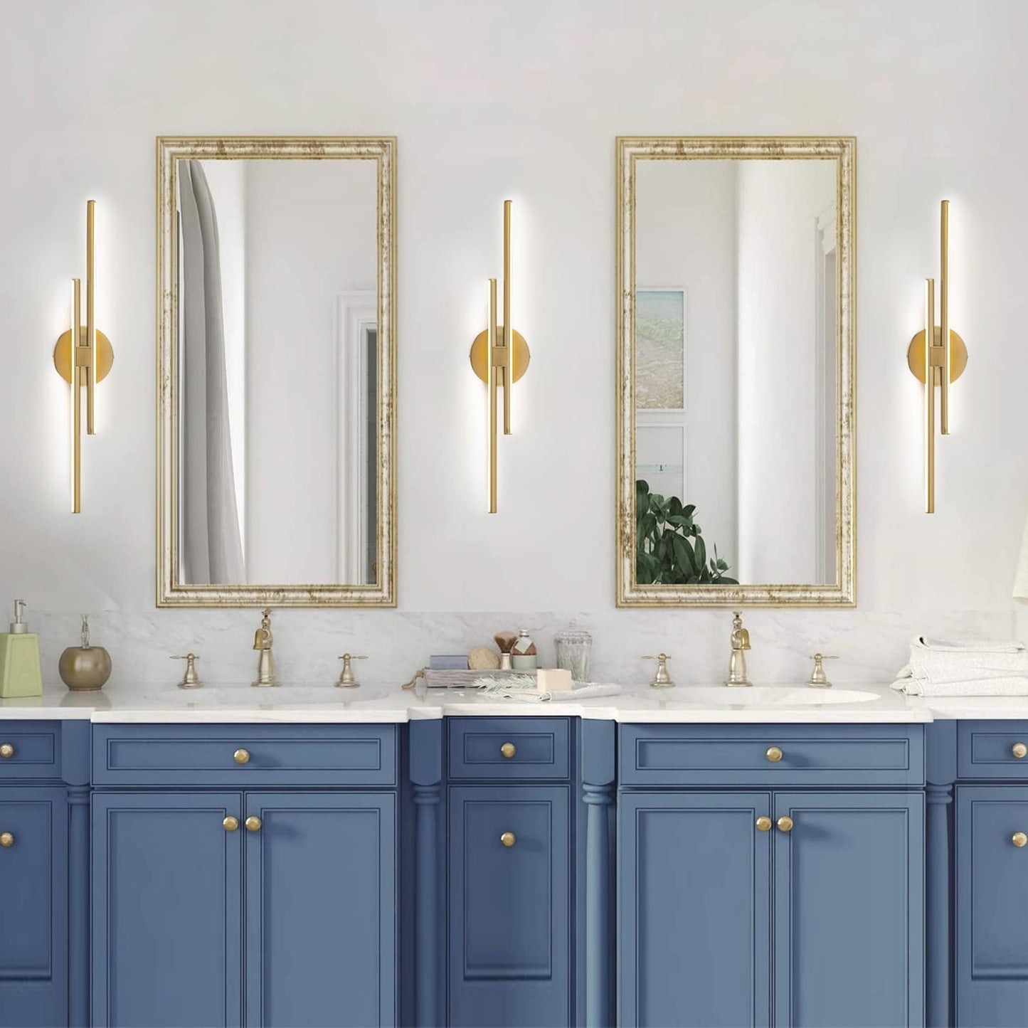 Applique murale minimaliste en métal linéaire à LED dimmable à 2 lumières