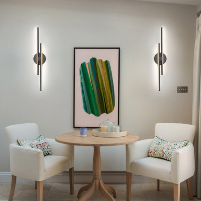 Applique murale minimaliste en métal linéaire à LED dimmable à 2 lumières