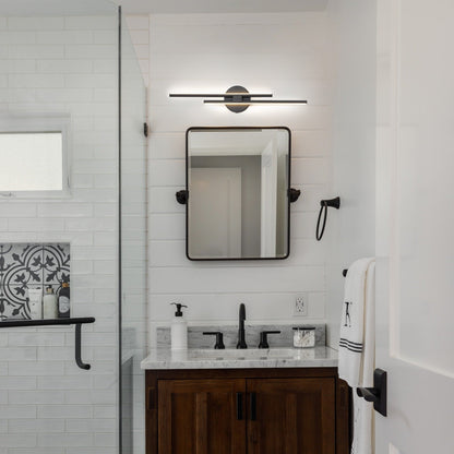 Applique murale minimaliste en métal linéaire à LED dimmable à 2 lumières