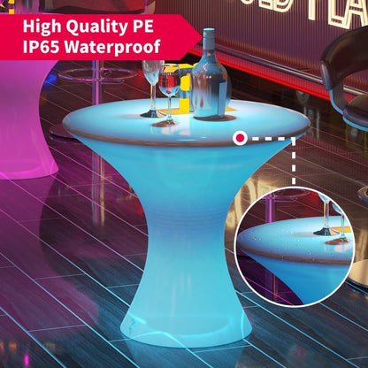 Table basse LED Mixoy à couleurs changeantes, table à vin lumineuse rechargeable sans fil, mobilier d'ambiance pour terrasse, piscine et jardin.
