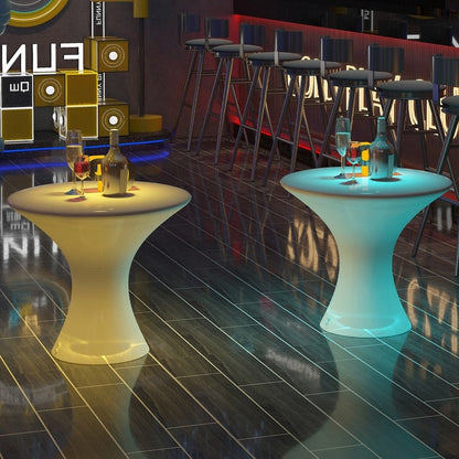 Table basse LED Mixoy à couleurs changeantes, table à vin lumineuse rechargeable sans fil, mobilier d'ambiance pour terrasse, piscine et jardin.