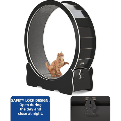 Tapis roulant d'exercice Moasis en bois de 110 cm (43,3 pouces) pour grands chats, avec piste de course recouverte de moquette