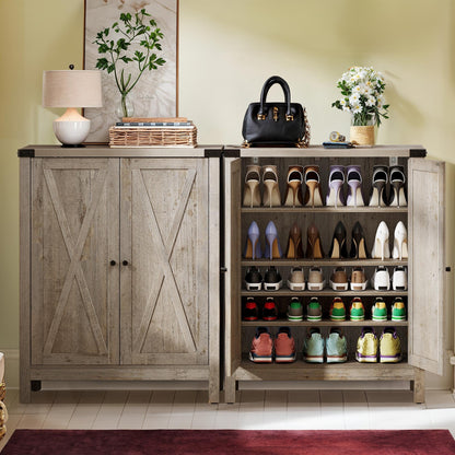 Meuble à chaussures Moasis à 5 niveaux et 20 paires avec double porte pour entrée