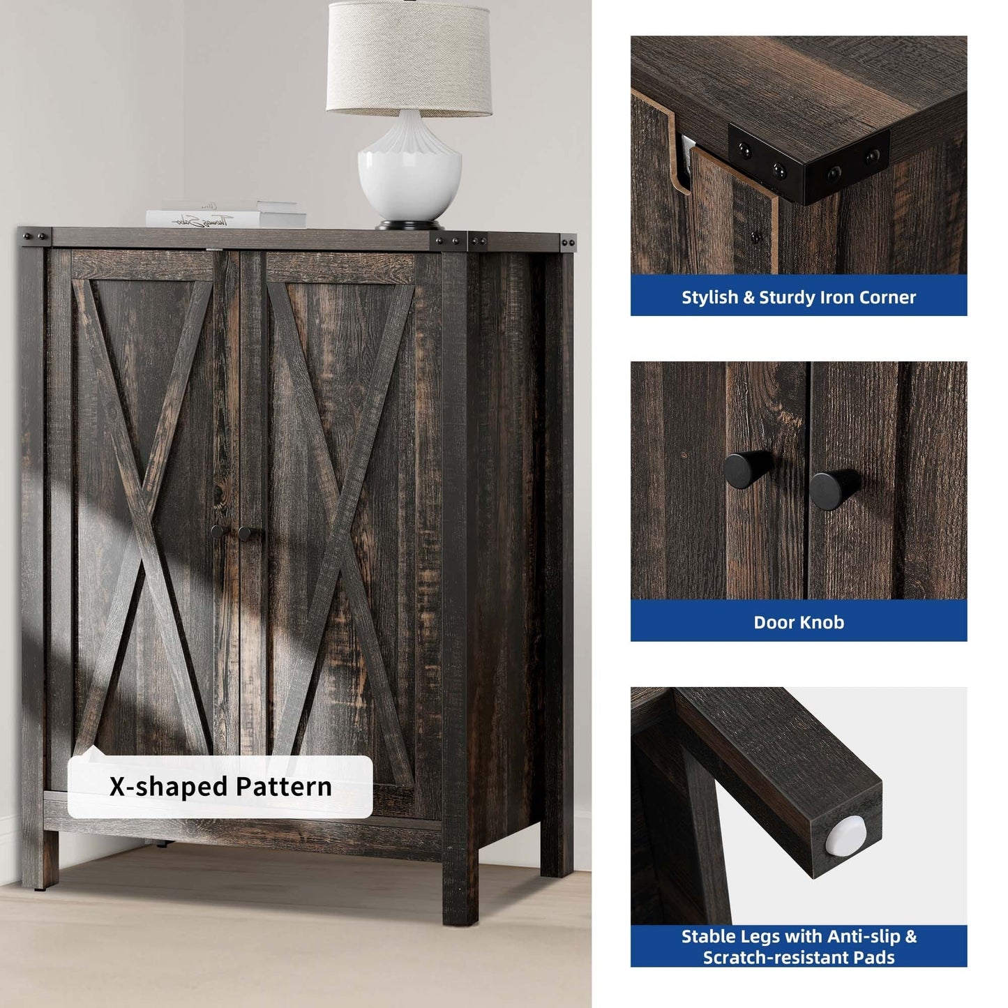 Meuble à chaussures Moasis à 5 niveaux et 20 paires avec double porte pour entrée