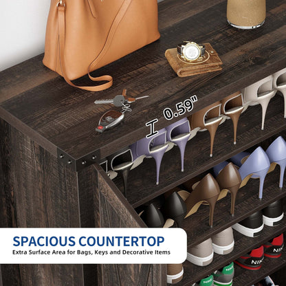 Meuble à chaussures Moasis à 5 niveaux et 20 paires avec double porte pour entrée