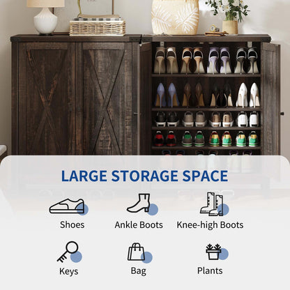 Meuble à chaussures Moasis à 5 niveaux et 20 paires avec double porte pour entrée
