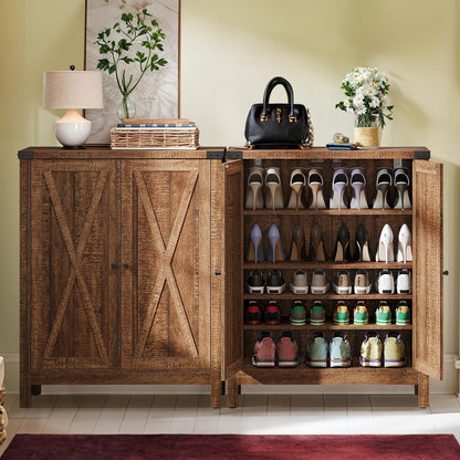 Meuble à chaussures Moasis à 5 niveaux et 20 paires avec double porte pour entrée