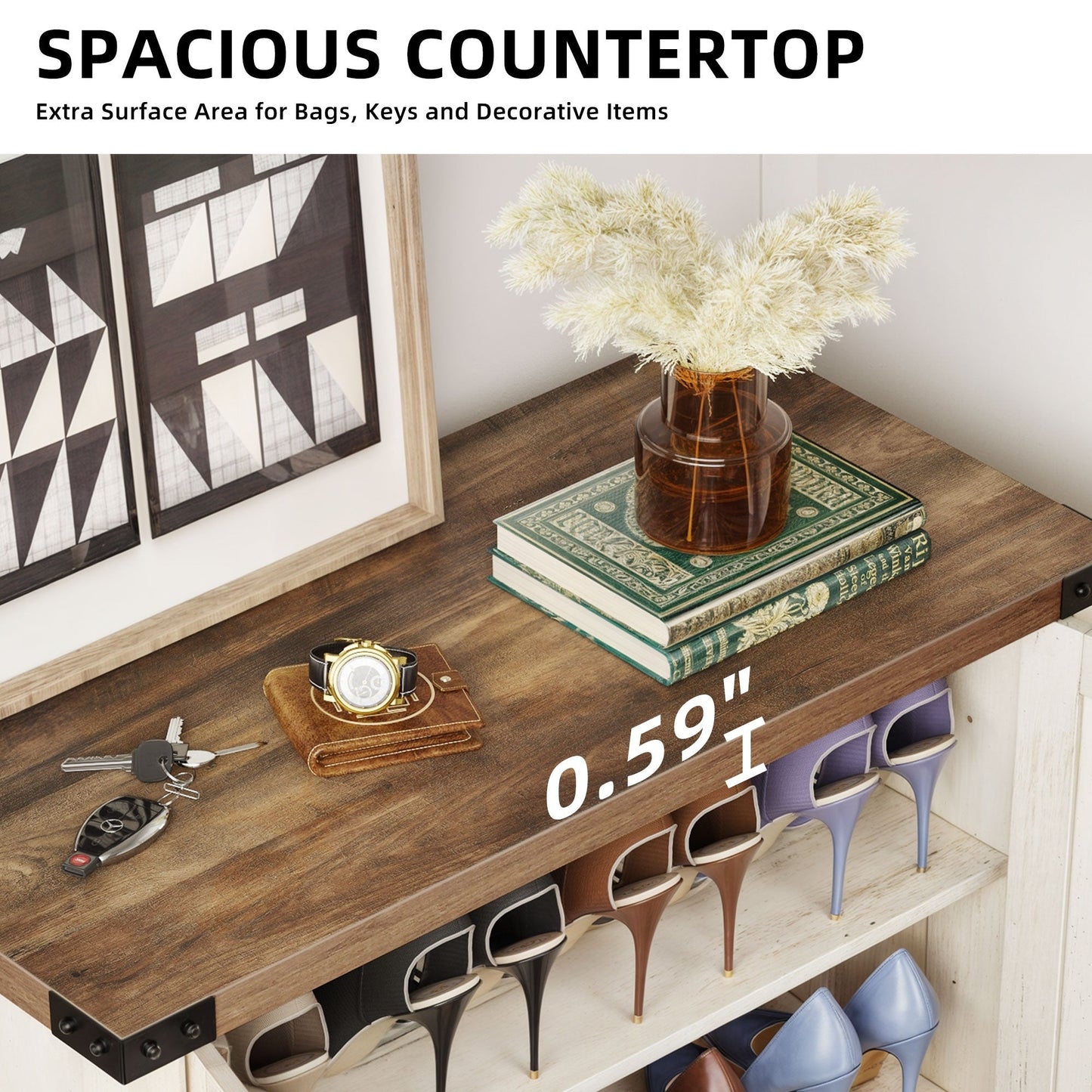 Meuble à chaussures Moasis à 5 niveaux et 20 paires avec double porte pour entrée