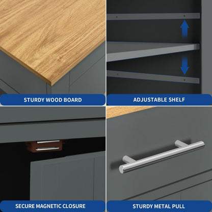 Moasis 53 pouces, meuble de rangement pour îlot de cuisine mobile et portable