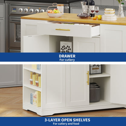 Moasis 53 pouces, meuble de rangement pour îlot de cuisine mobile et portable