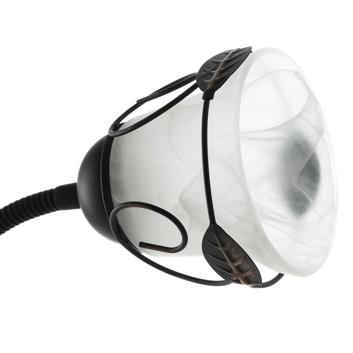 Lampadaire torche traditionnel Moasis 71 avec lampe de lecture réglable, abat-jour en verre albâtre - 180 cm de hauteur