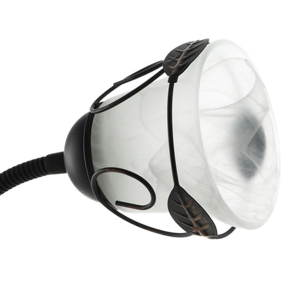 Lampadaire torche traditionnel Moasis 71 avec lampe de lecture réglable, abat-jour en verre albâtre - 180 cm de hauteur