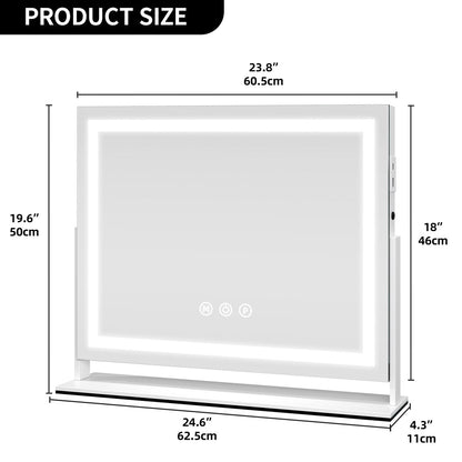 Miroir de maquillage Moasis avec lumière LED, port de chargement USB, grossissement x10 et haut-parleur Bluetooth.