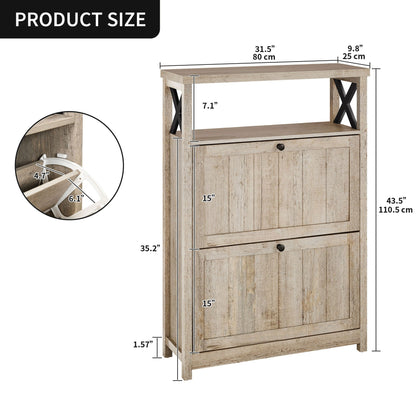 Meuble de rangement à chaussures Moasis avec 2 compartiments pour entrée ou couloir