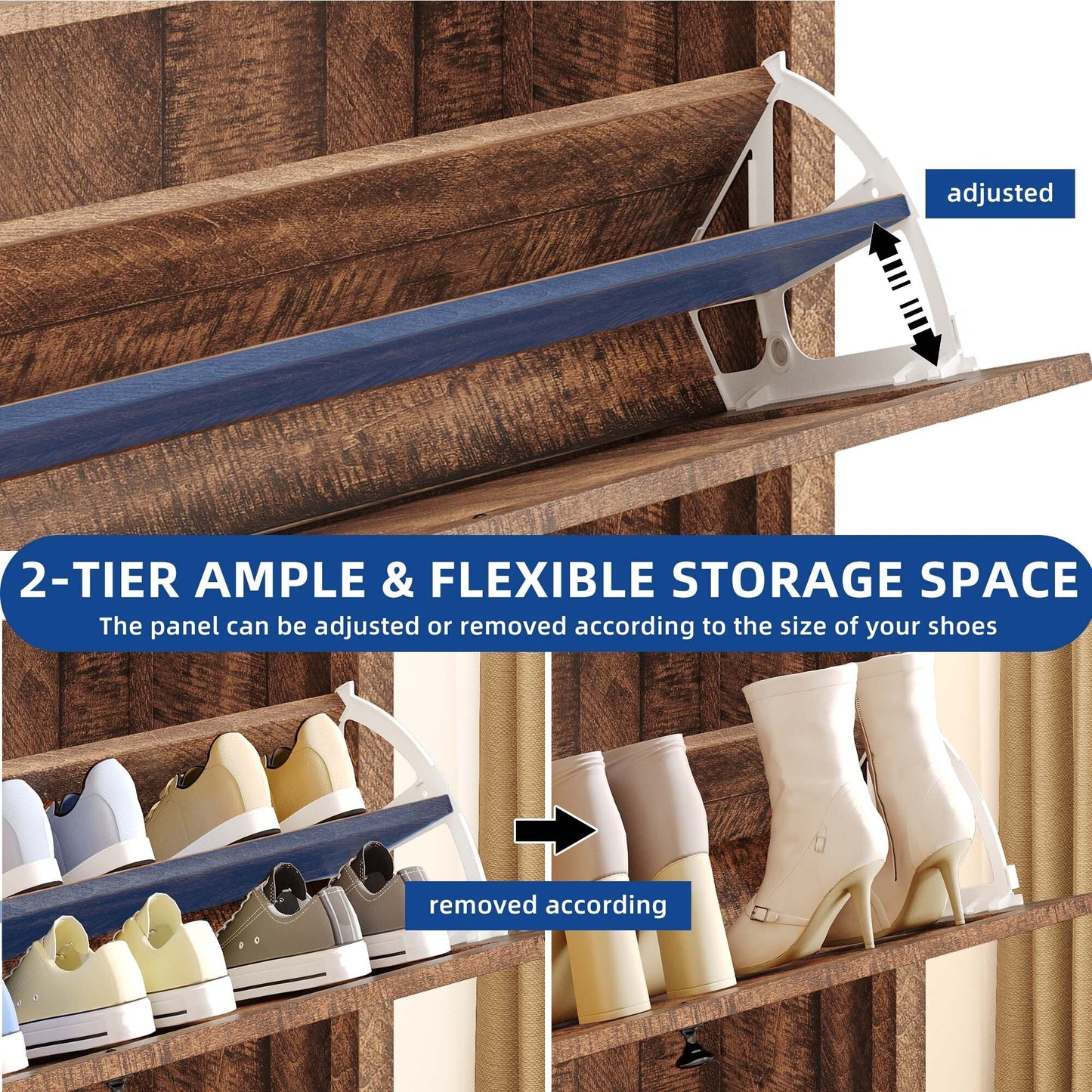 Meuble de rangement à chaussures Moasis avec 2 compartiments pour entrée ou couloir