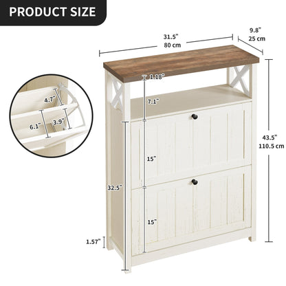 Meuble de rangement à chaussures Moasis avec 2 compartiments pour entrée ou couloir