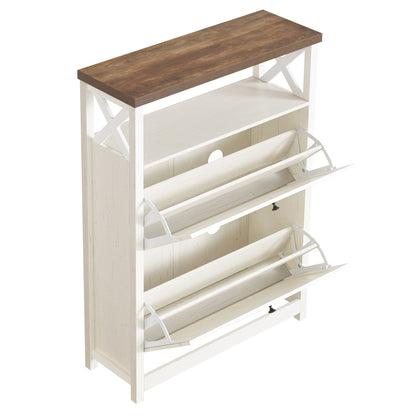 Meuble de rangement à chaussures Moasis avec 2 compartiments pour entrée ou couloir