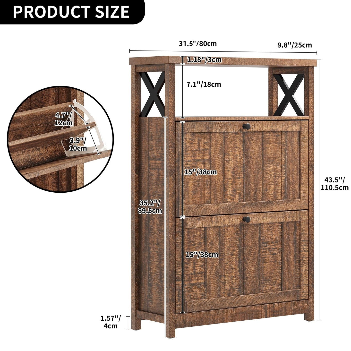 Meuble de rangement à chaussures Moasis avec 2 compartiments pour entrée ou couloir