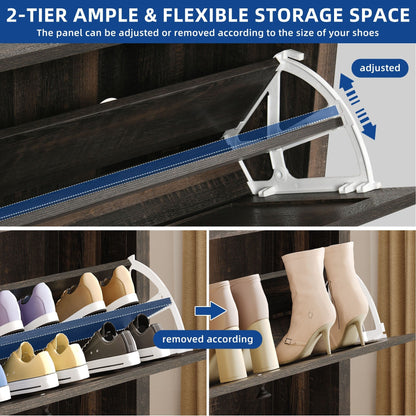 Meuble de rangement à chaussures Moasis avec 2 compartiments pour entrée ou couloir