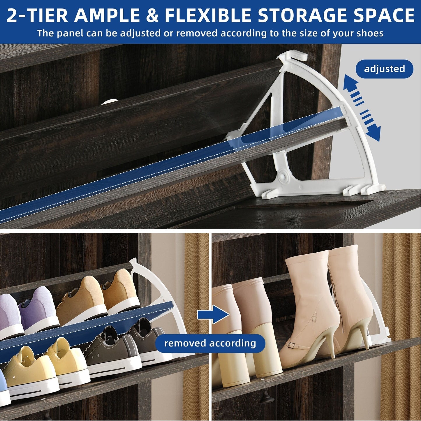 Meuble de rangement à chaussures Moasis avec 2 compartiments pour entrée ou couloir