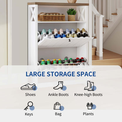 Meuble de rangement à chaussures Moasis avec 2 compartiments pour entrée ou couloir