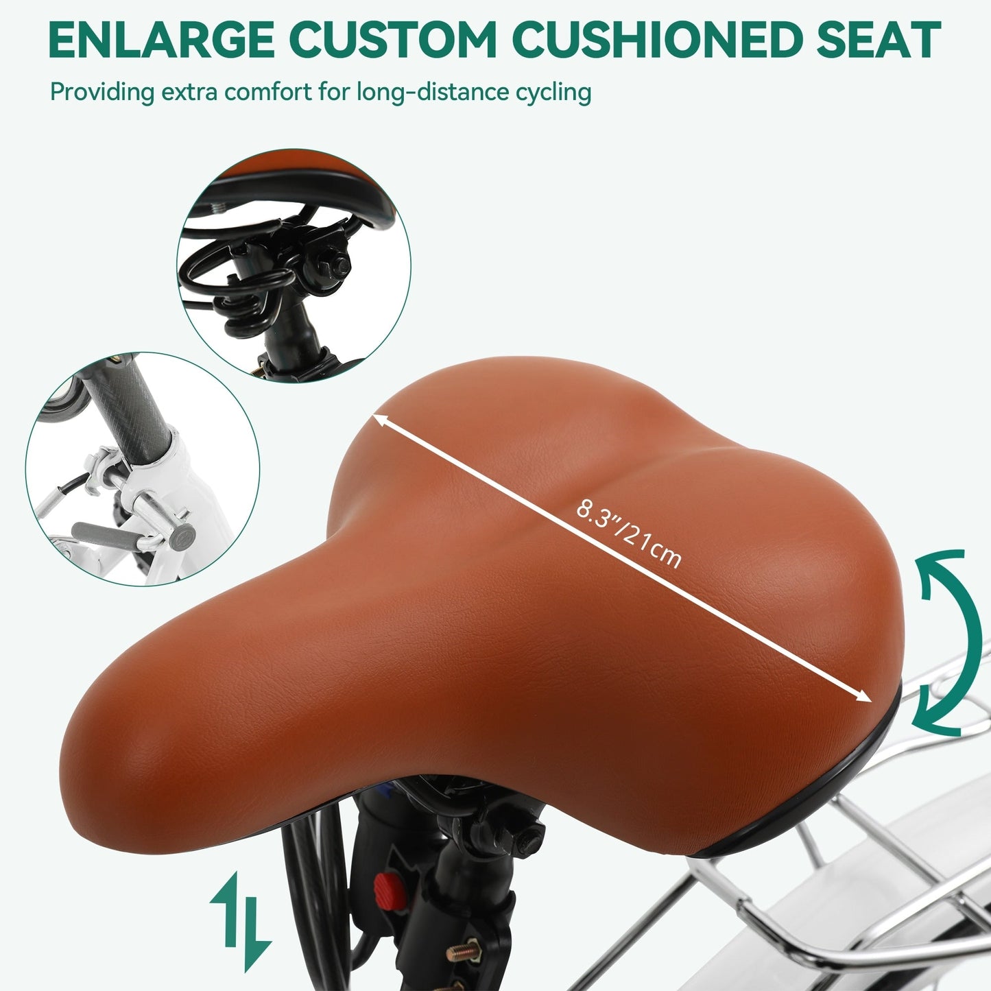 Vélo de ville Moasis24/26 à 7 vitesses, cadre ouvert réglable, idéal pour les trajets domicile-travail.