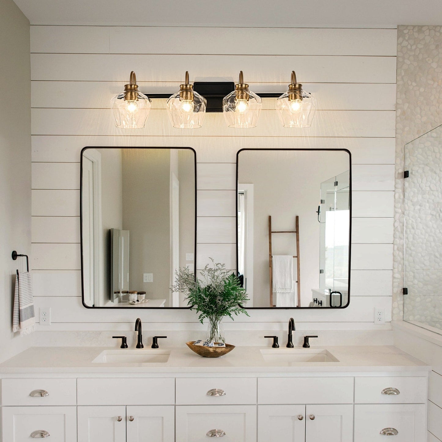 Appliques murales modernes à 3/4 lumières avec variateur et abat-jour en verre