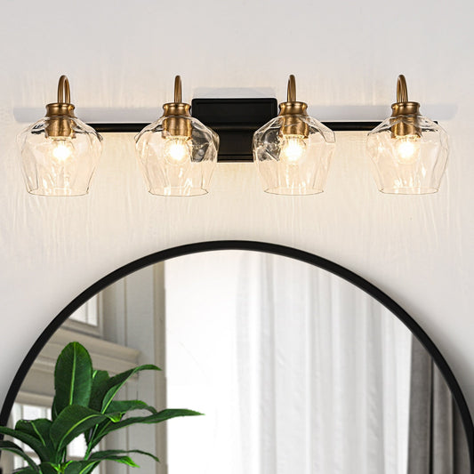 Appliques murales modernes à 3/4 lumières avec variateur et abat-jour en verre