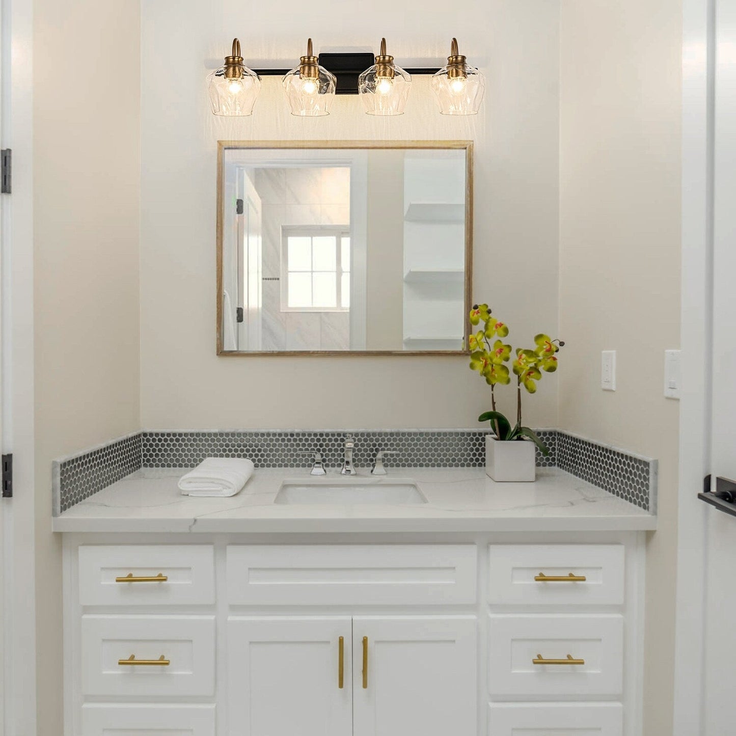 Appliques murales modernes à 3/4 lumières avec variateur et abat-jour en verre