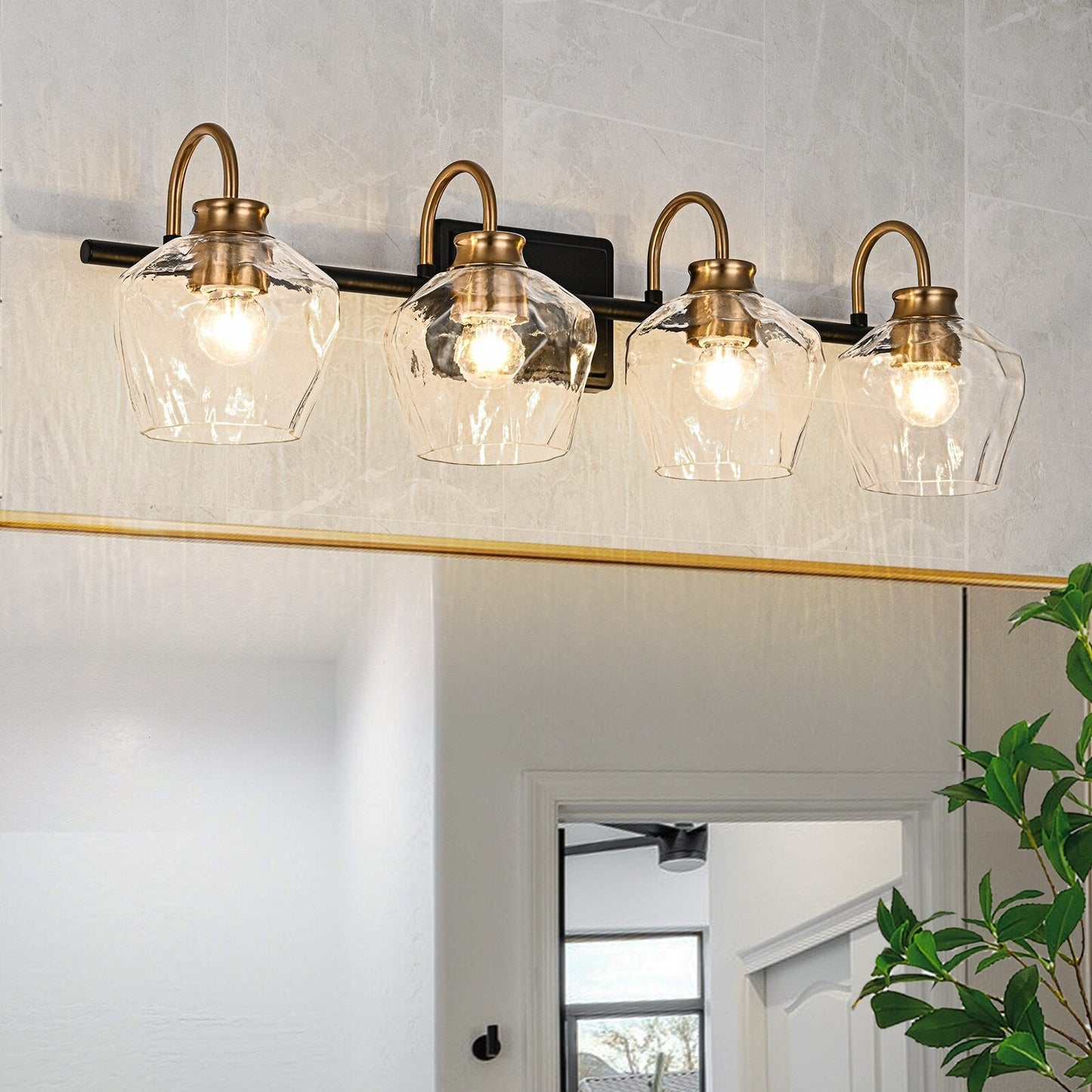 Appliques murales modernes à 3/4 lumières avec variateur et abat-jour en verre