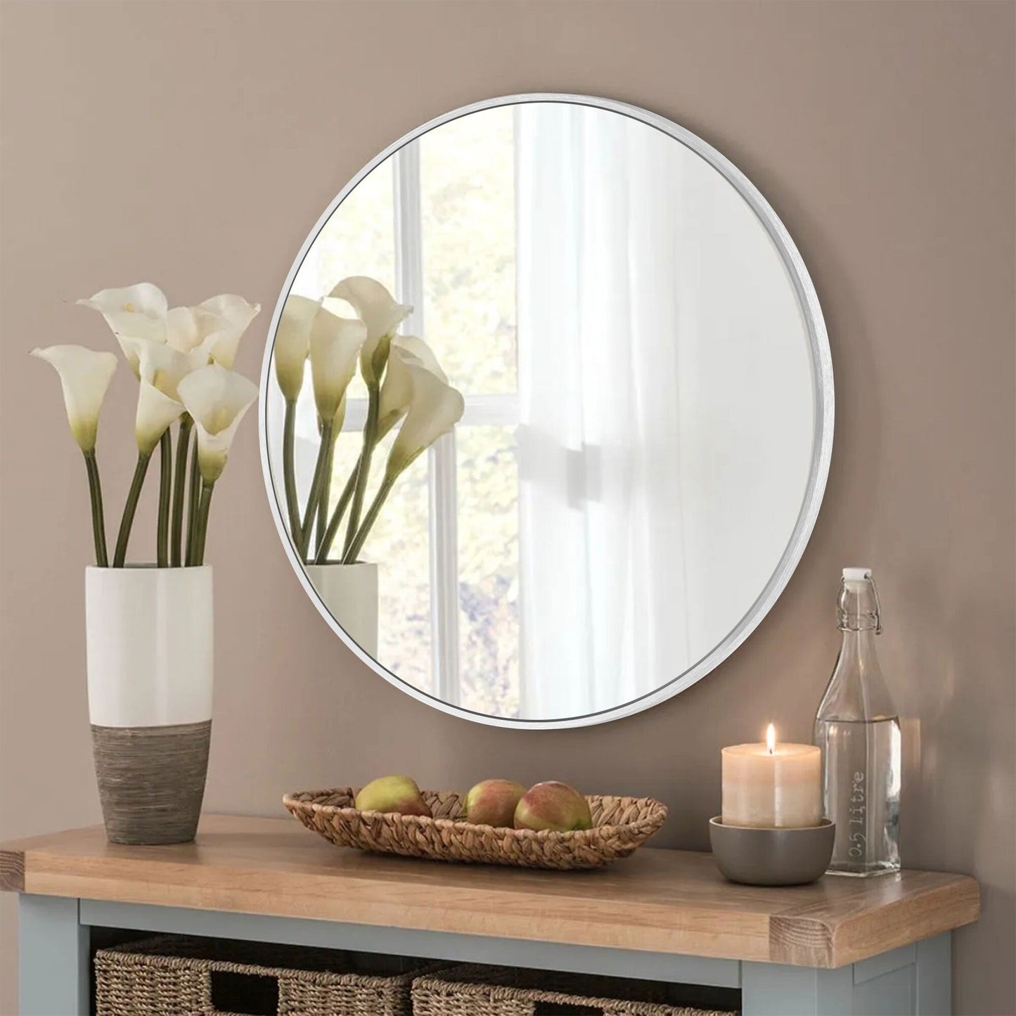 Miroir de courtoisie rond mural moderne pour salle de bain
