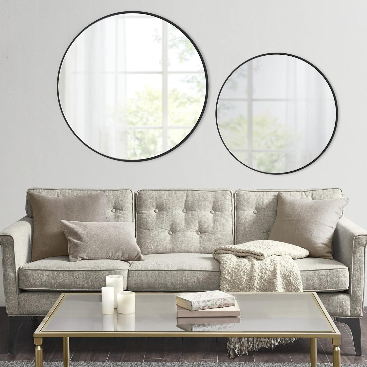 Miroir de courtoisie rond mural moderne pour salle de bain