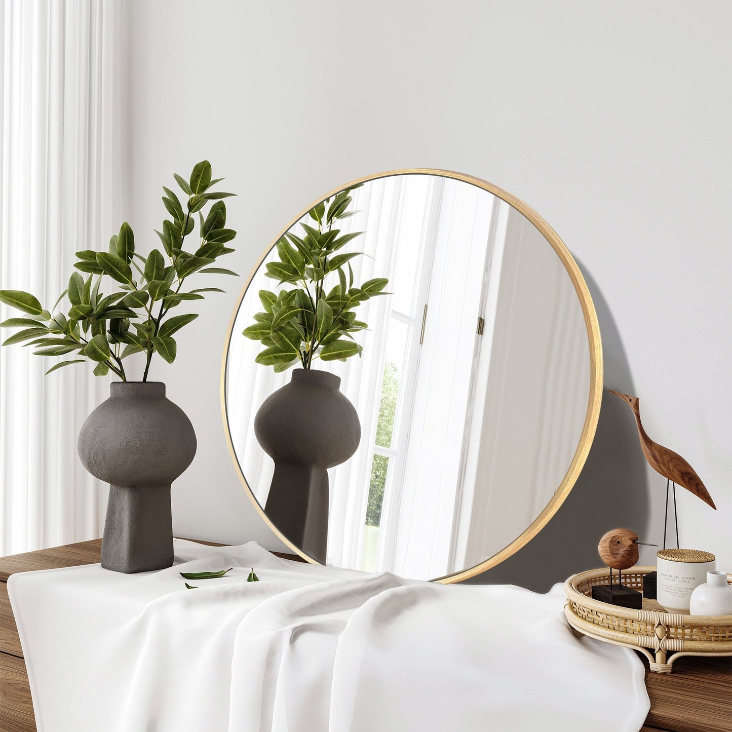 Miroir de courtoisie rond mural moderne pour salle de bain