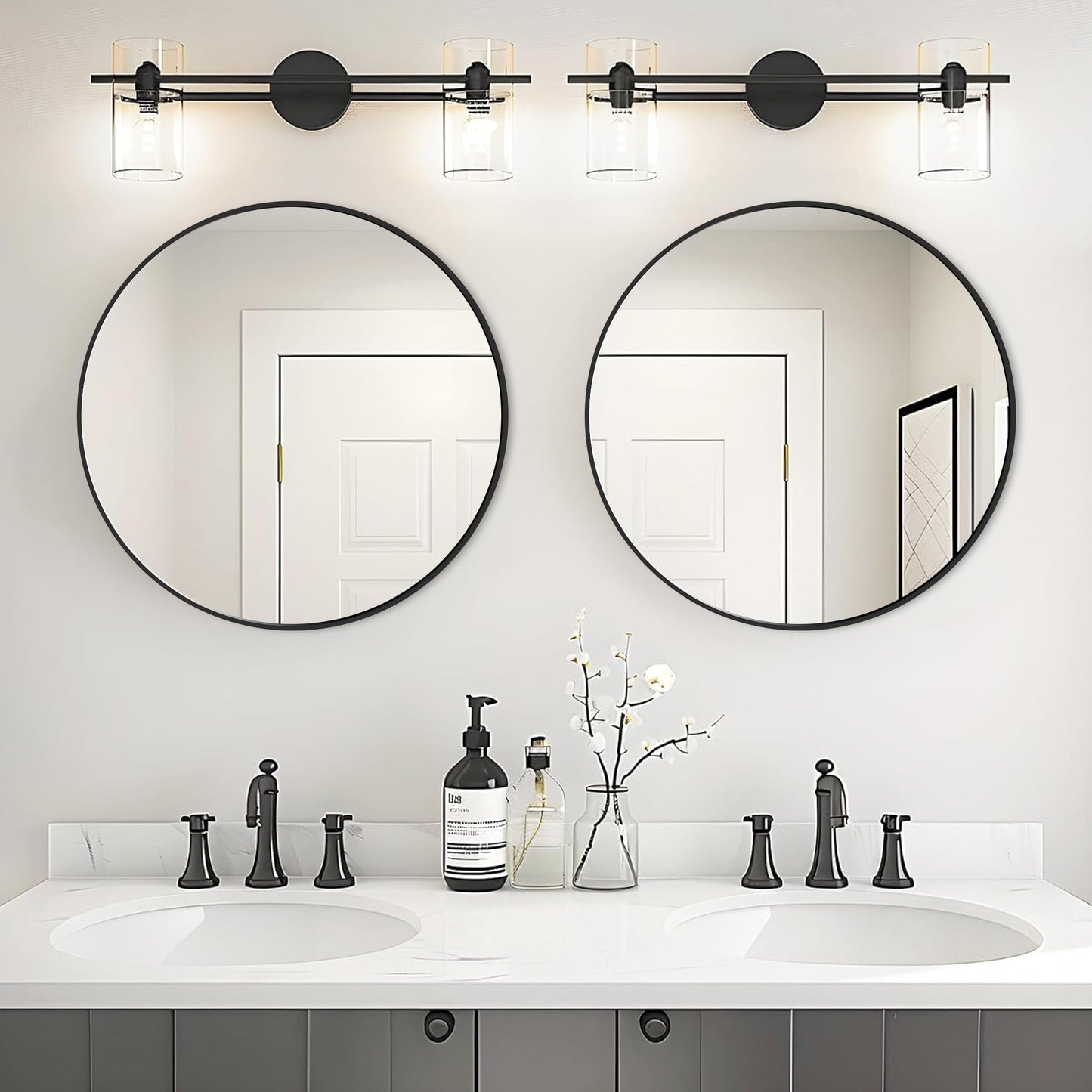 Miroir de courtoisie rond mural moderne pour salle de bain