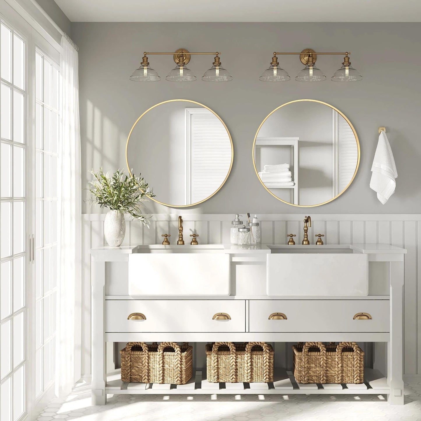 Miroir de courtoisie rond mural moderne pour salle de bain