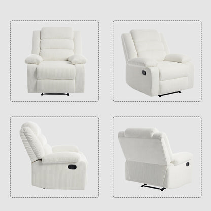 Fauteuil inclinable manuel moderne en velours côtelé, fauteuil inclinable réglable avec accoudoirs larges