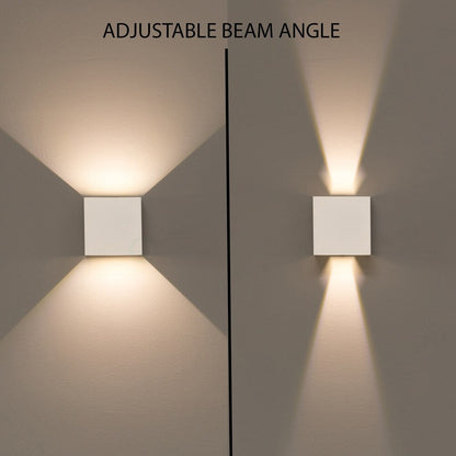 Applique murale moderne LED étanche en aluminium avec faisceau réglable, 10 watts, blanc froid 4000K, pour intérieur et extérieur.