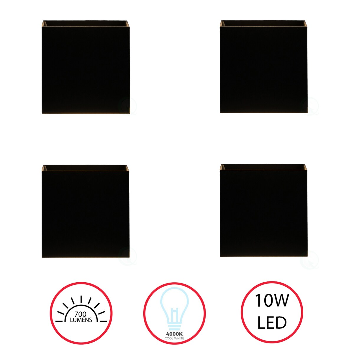 Applique murale moderne LED étanche en aluminium avec faisceau réglable, 10 watts, blanc froid 4000K, pour intérieur et extérieur.
