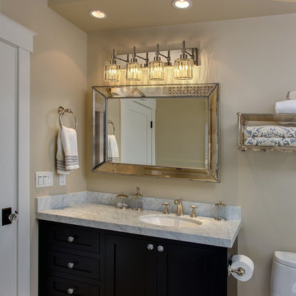 Appliques murales modernes à intensité variable pour salle de bain, avec abat-jour en cristal