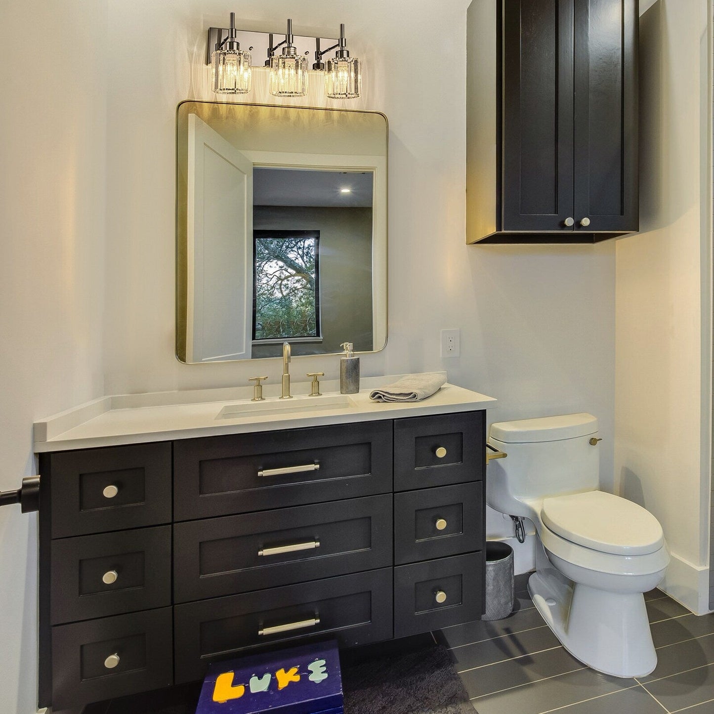 Appliques murales modernes à intensité variable pour salle de bain, avec abat-jour en cristal