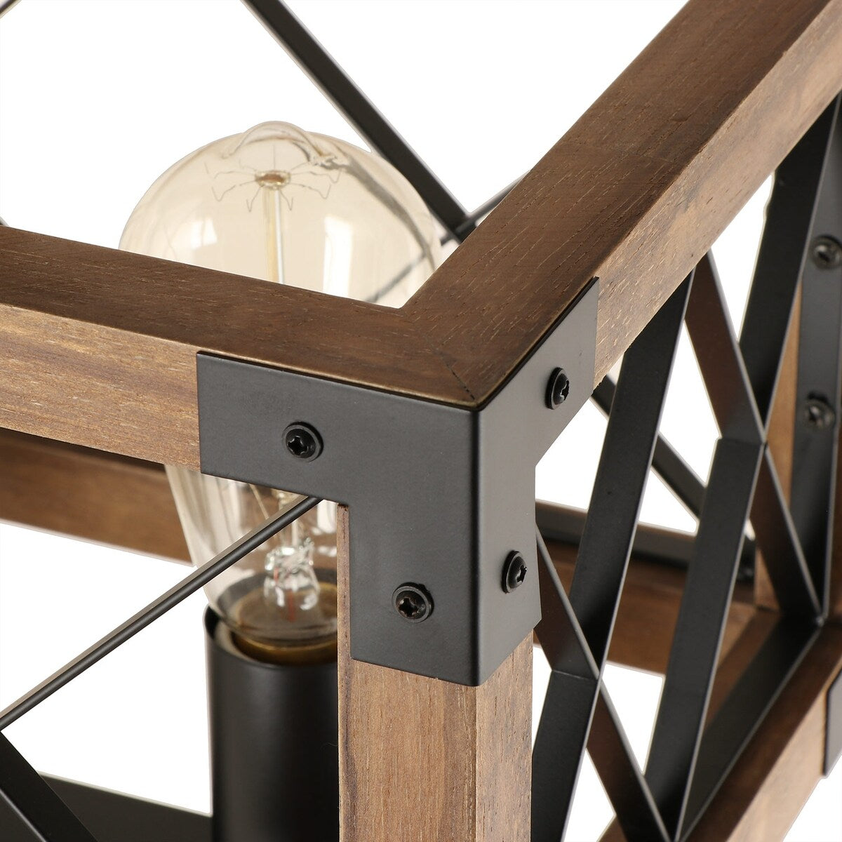 Lustre rectangulaire en bois à 5 lumières, style ferme moderne, avec structure en cage, idéal pour une salle à manger - 31,6 cm (L) x 10 cm (l) x 7,8 cm (H)