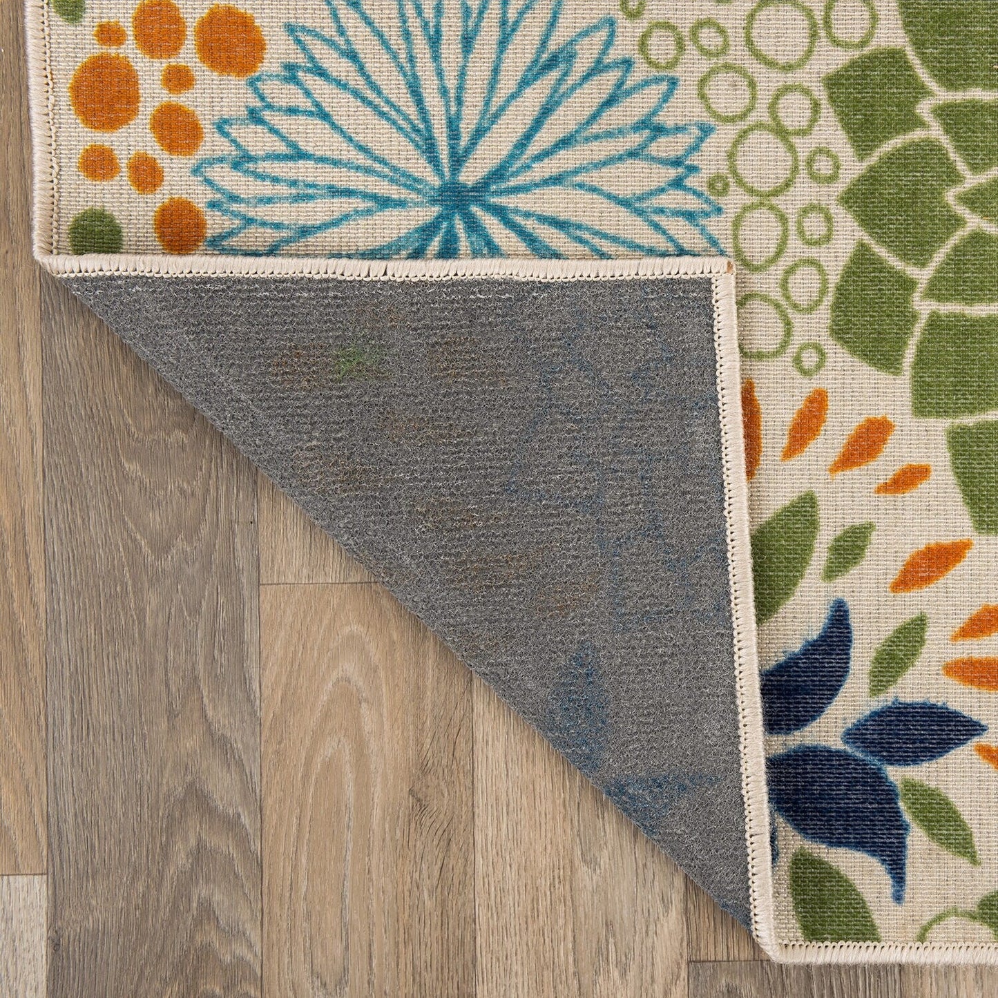 Tapis d'intérieur/extérieur tissé plat à motifs floraux modernes