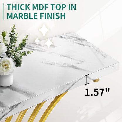 Console moderne dorée avec plateau marbré pour entrée/couloir