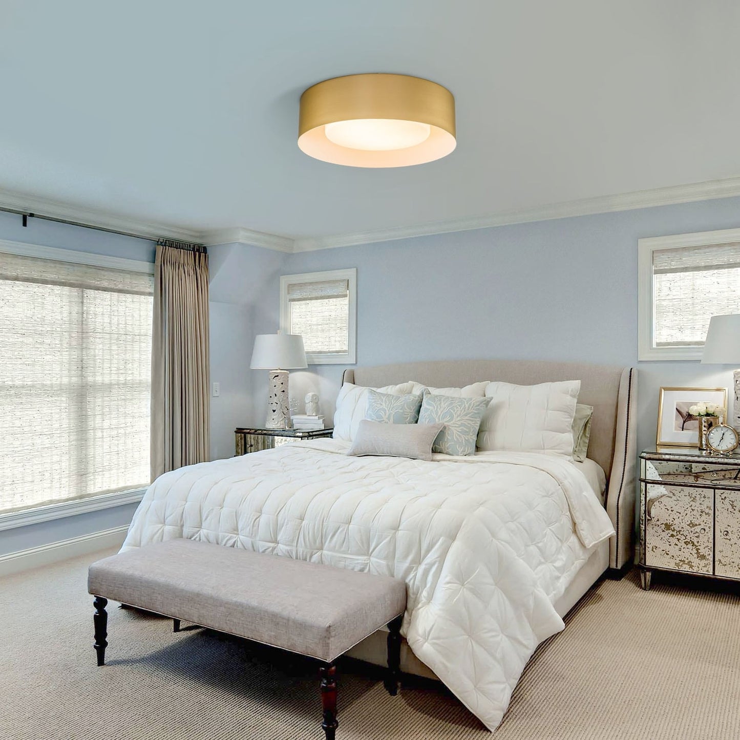 Plafonnier encastré moderne et minimaliste à 2/3/5 lumières avec abat-jour en métal et diffuseur cylindrique