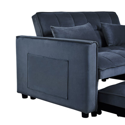 Canapé-lit gigogne moderne, canapé-lit 3 en 1 avec dossier réglable, causeuse en velours, oreillers et poches latérales