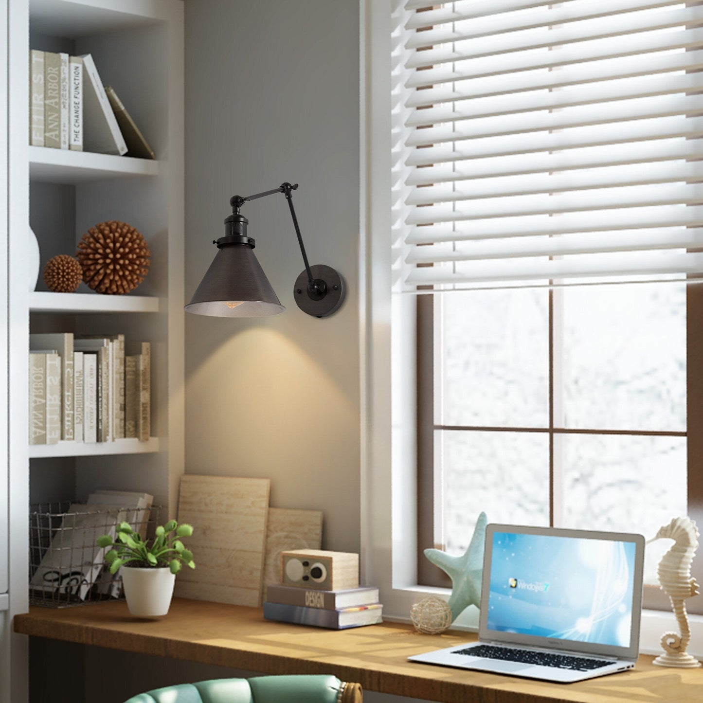 Ensemble de 2 appliques murales modernes à bras articulé réglable, à brancher et à câblées