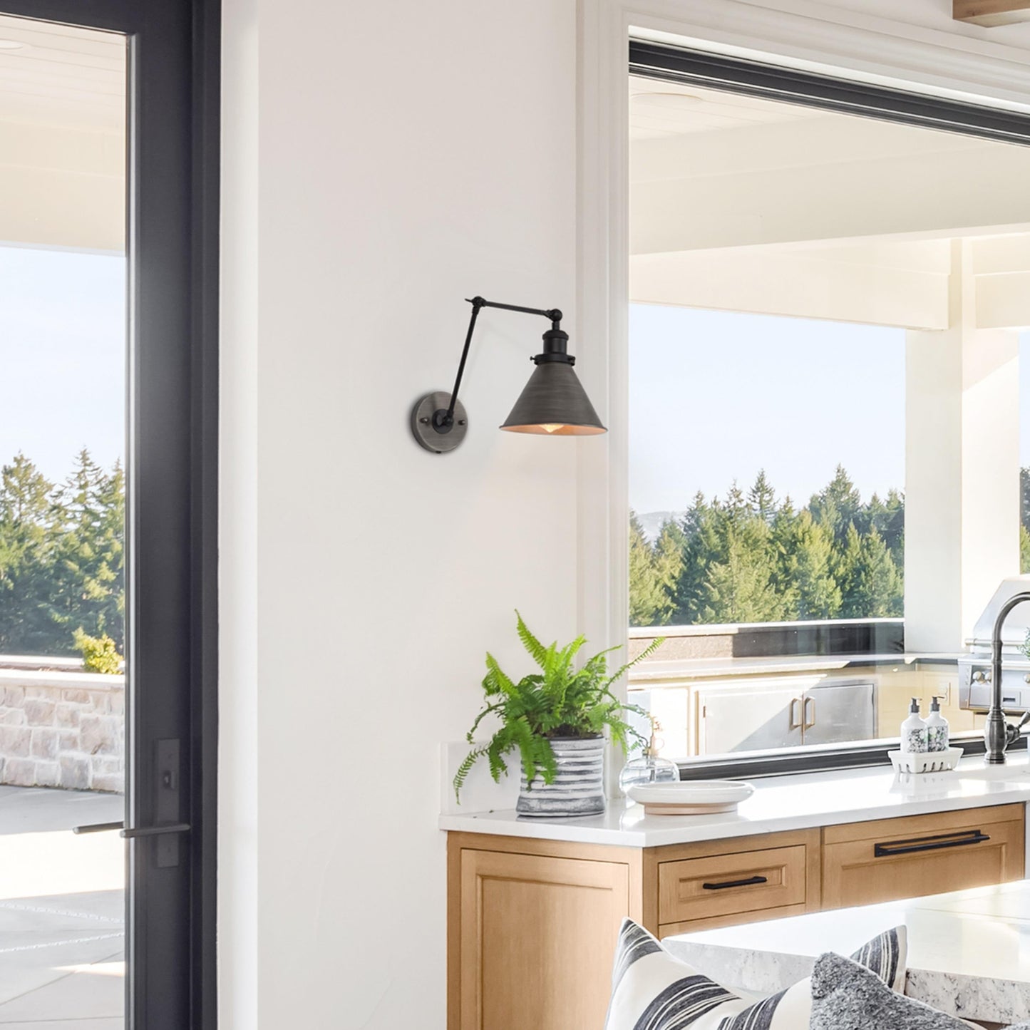 Ensemble de 2 appliques murales modernes à bras articulé réglable, à brancher et à câblées