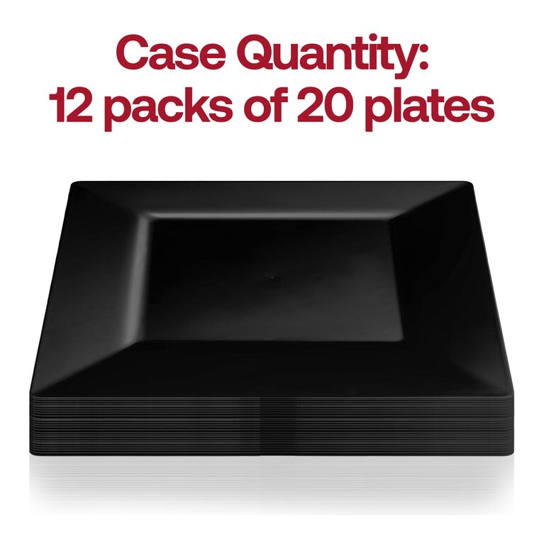 Assiettes carrées jetables en plastique, modernes et opaques - Articles de fête