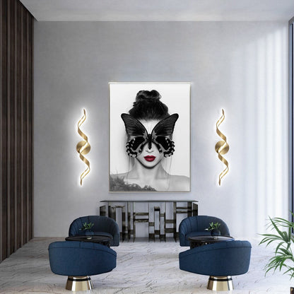 Applique murale LED moderne à spirale pour salle de bain, intensité variable.